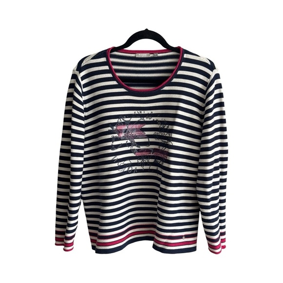 Rabe Sweaters - Rabe Stripe Knit Sweater Navy and White